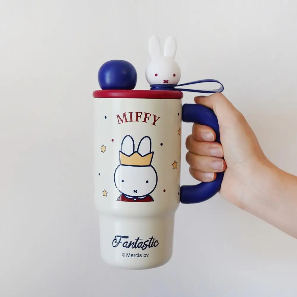 Miffy Cartoon Kinder-Thermosbecher mit Griff, isolierte Tasse aus Edelstahl im mehreren Stil, niedliches Kaninchen-Bär-Muster, thermisch