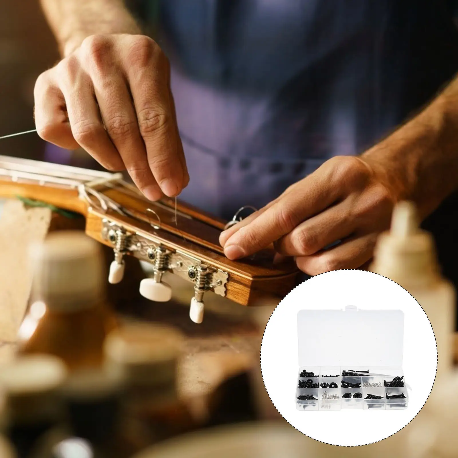 

1Set Portable Guitar Screw Kit Black Repair Accessories Guitar Mounting Kit Includes Belt Buttons Screws for Bridge Pickup Ring