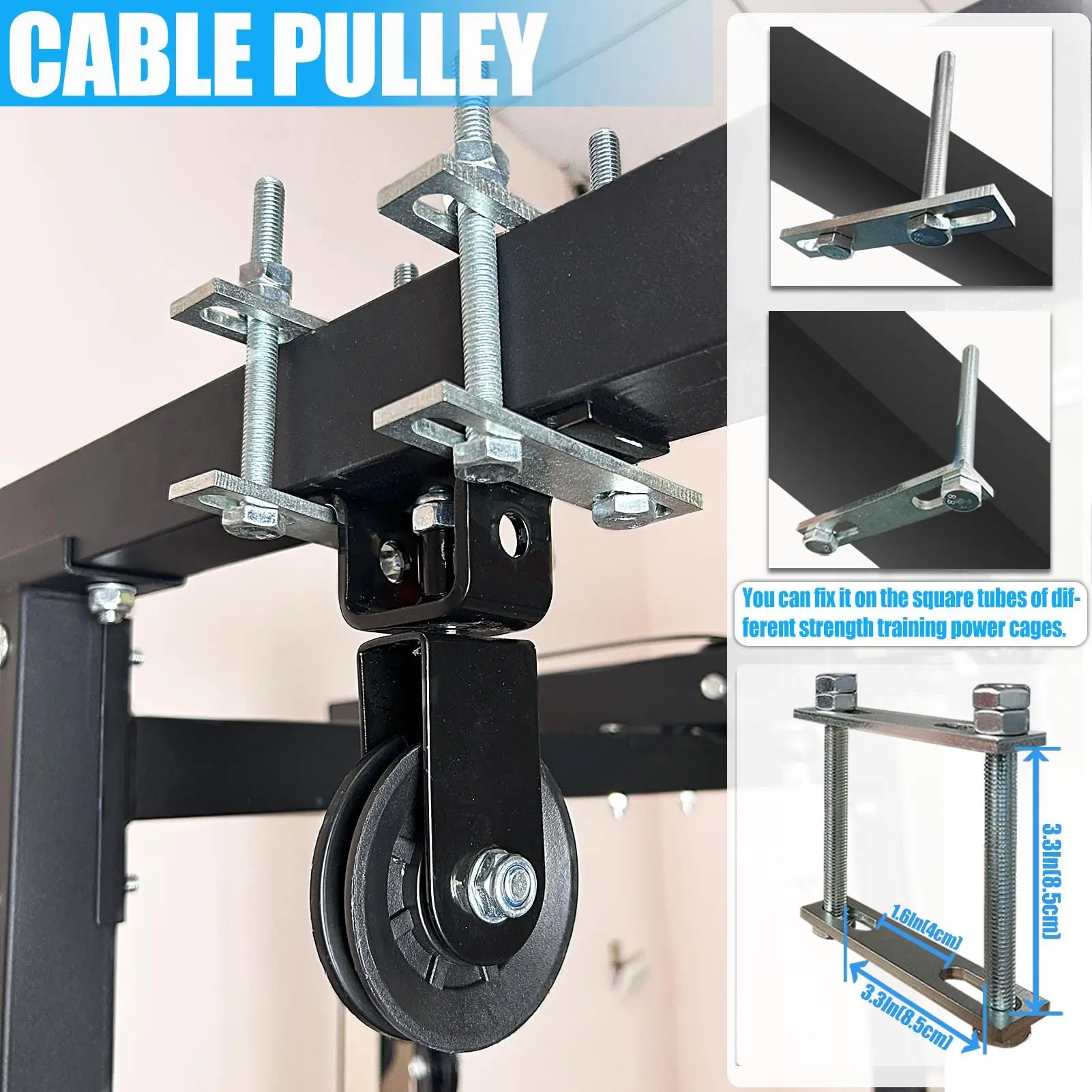 Fitness Pulley Cable Machine For Square Metal Tube For 50mm/60mm Home Pull Down Loading Lifting Machine Pulley Attachment