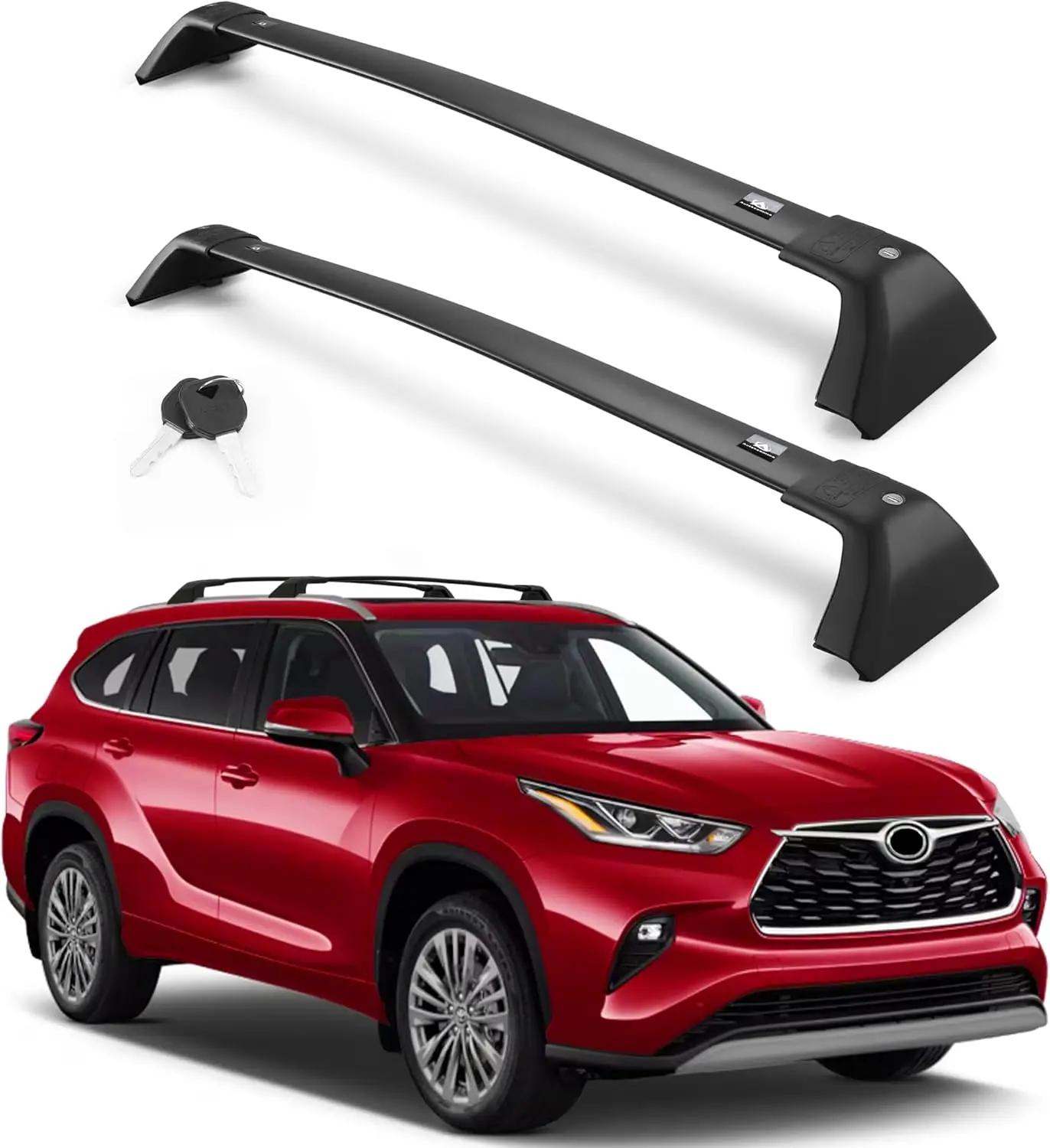 

Поперечные дуги багажника на крышу для тяжелых условий эксплуатации для Highlander 2020-2026, противоугонный замок, нагрузка макс. 260 фунтов