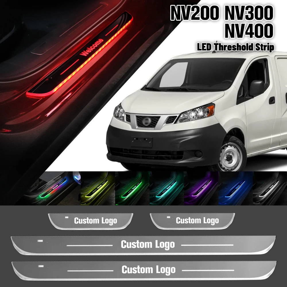 For Nissan NV200 Evalia NV300 V400 2009-2023 Car Door Sill Light Customized Logo LED Welcome Threshold Pedal Lamp Accessories