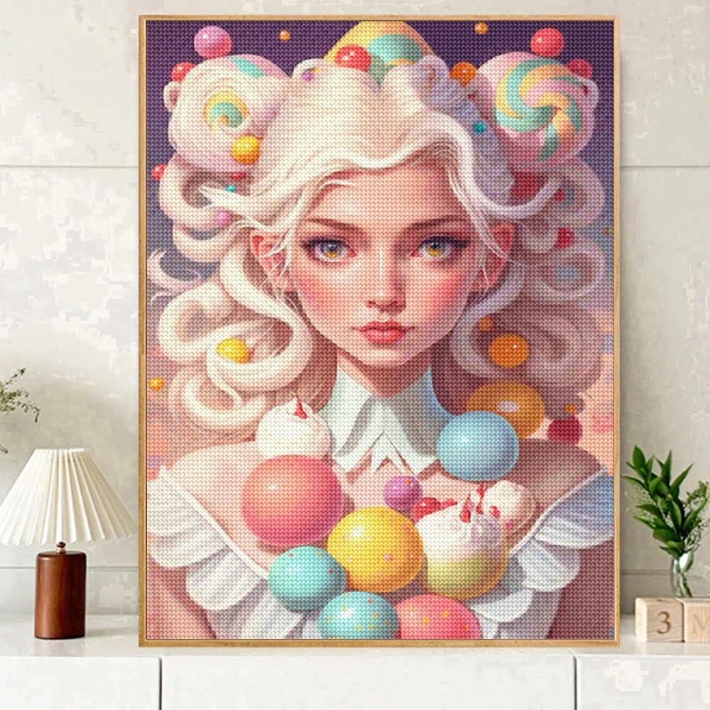 5D DIY سلسلة جديدة AB الماس اللوحة كاندي فتاة كامل جولة الماس الفسيفساء حلم الآيس كريم عبر غرزة المنزل الفن الجدار الديكور #2