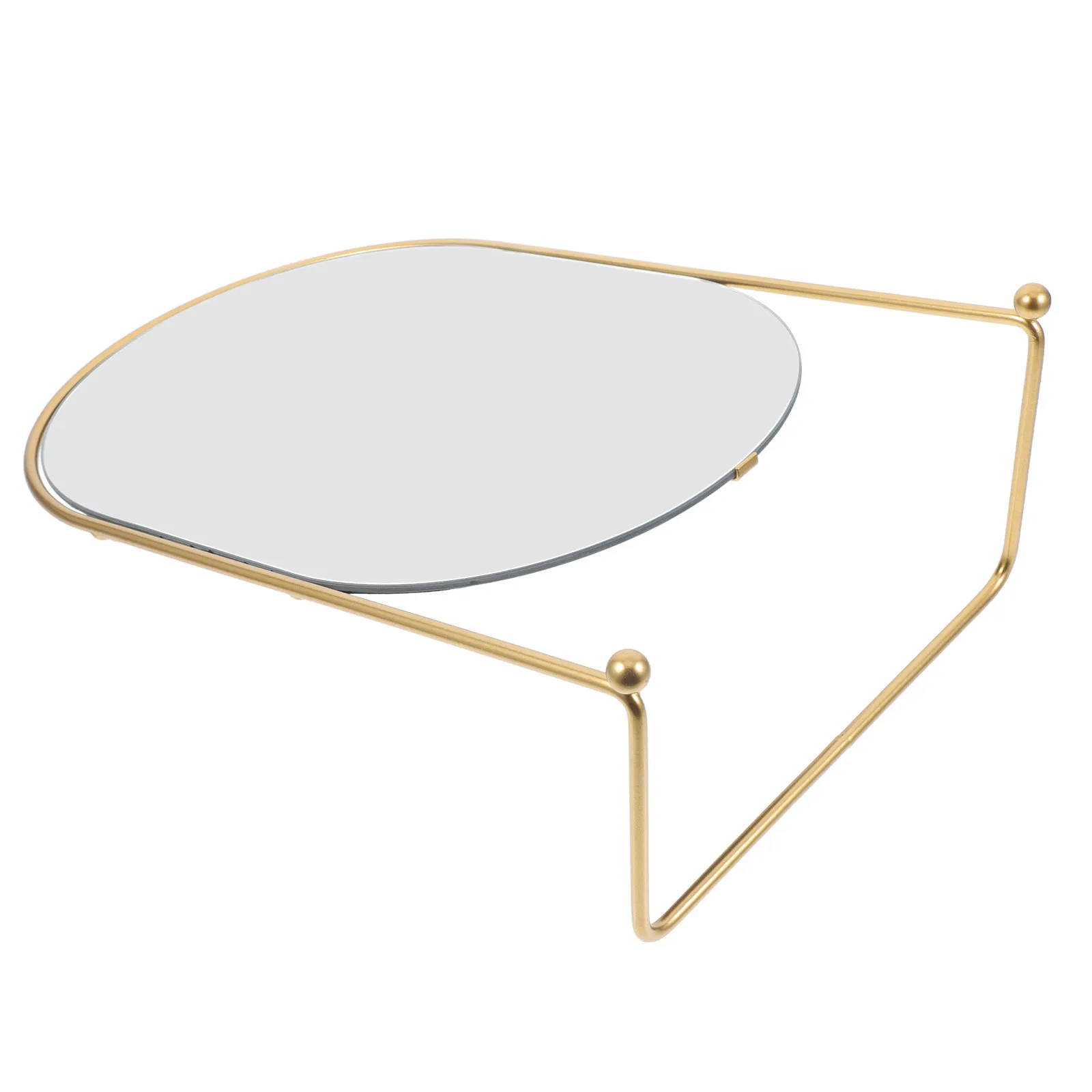 

13 Inch Oval Hd Mirror Silver Metal Frame Stand Bedroom Living Room Desk Mirror Large Clear Reflecting Surface