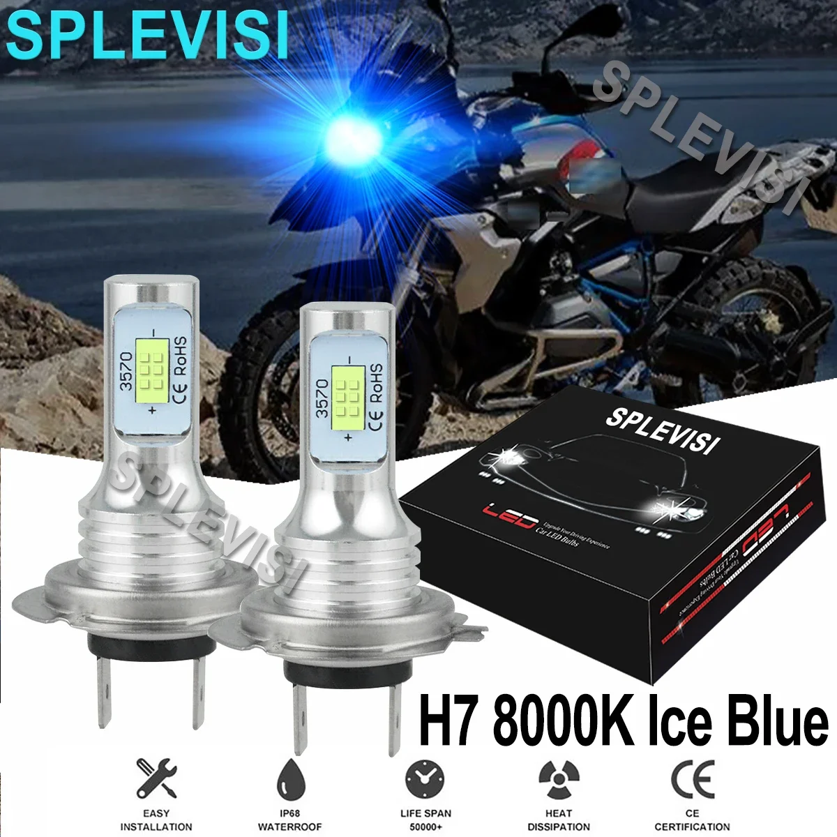 2x 8000K Ice Blue Motorcycle LED Headlight Kit 12v For BMW C600 2013-2014 C650 Sport 2016-2017 C650GT 2013 2014 2015 2016-2018