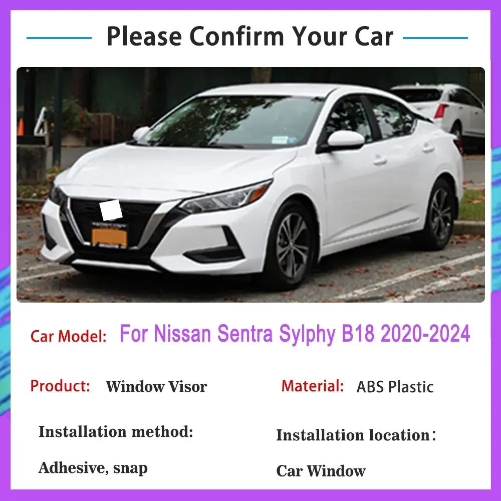 For Nissan Sentra Sylphy B18 2020~2024 Rain Sunshade Window Visor Deflectors Auto Protective Cover Ventilation Awning Accessory