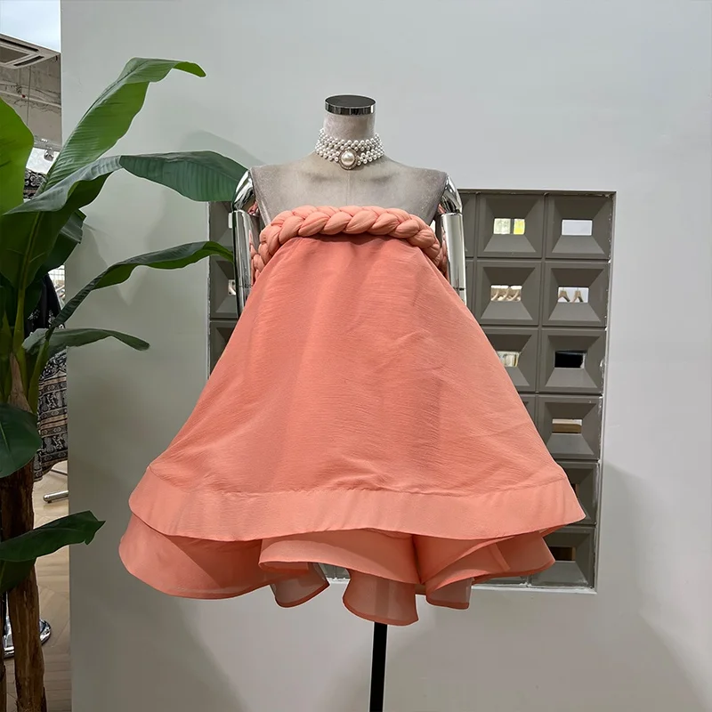    Disco em camadas tubo superior inchado único dr com a mesma cor orts brincalhão ele design verão nova chegada