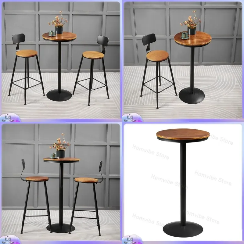 for American Home Bar Stool Modern Front Desk Chair with Backrest Solid Wood Retro High Iron Bar Chair