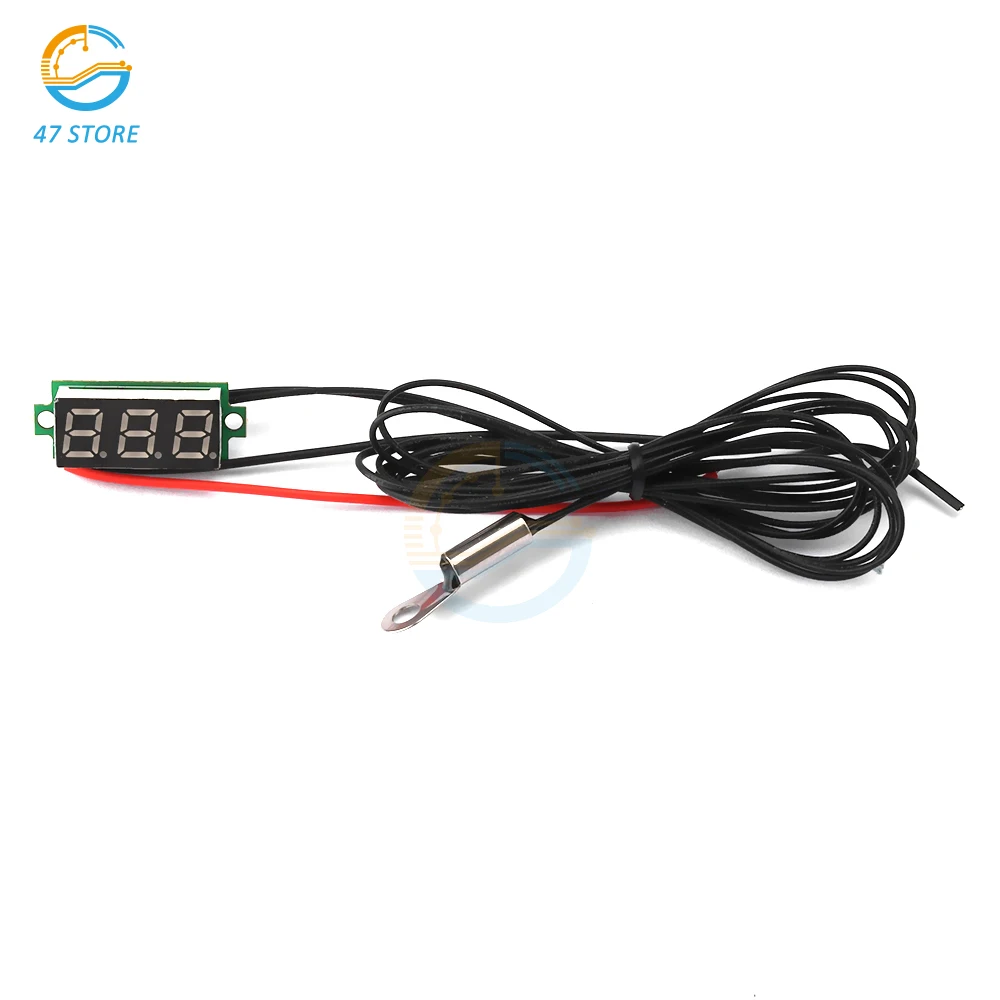 0.28 Inch DC 4-28V LED Digital Thermometer Temperature Sensor Detector Waterproof NTC Metal Probe Blue/Green/Red/White Display