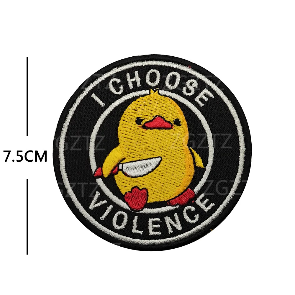 Cute Cartoon Animal Hook&Loop Patches Cat with Knife Duck Goose Frog Sticker Tactical Accessory Morale Badges Embroidery Patch — zdjęcie 5