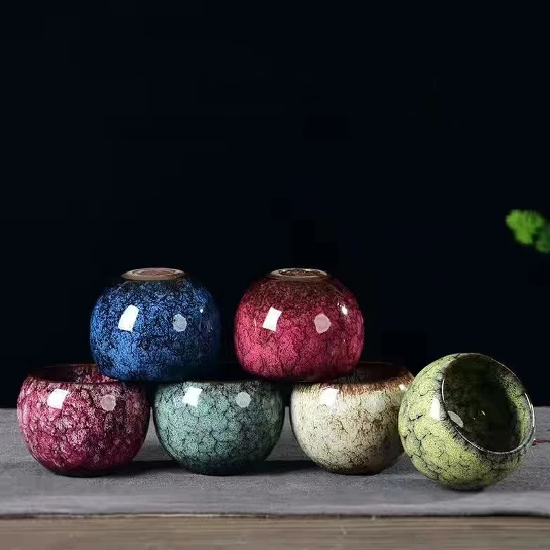 1pcs Kiln Ceramic Teacups Kung Fu Cups Ceramic Tableware Do Not Pour Cups Anti-scalding Ceramic Cups Coffee Table 150ml Tea Set