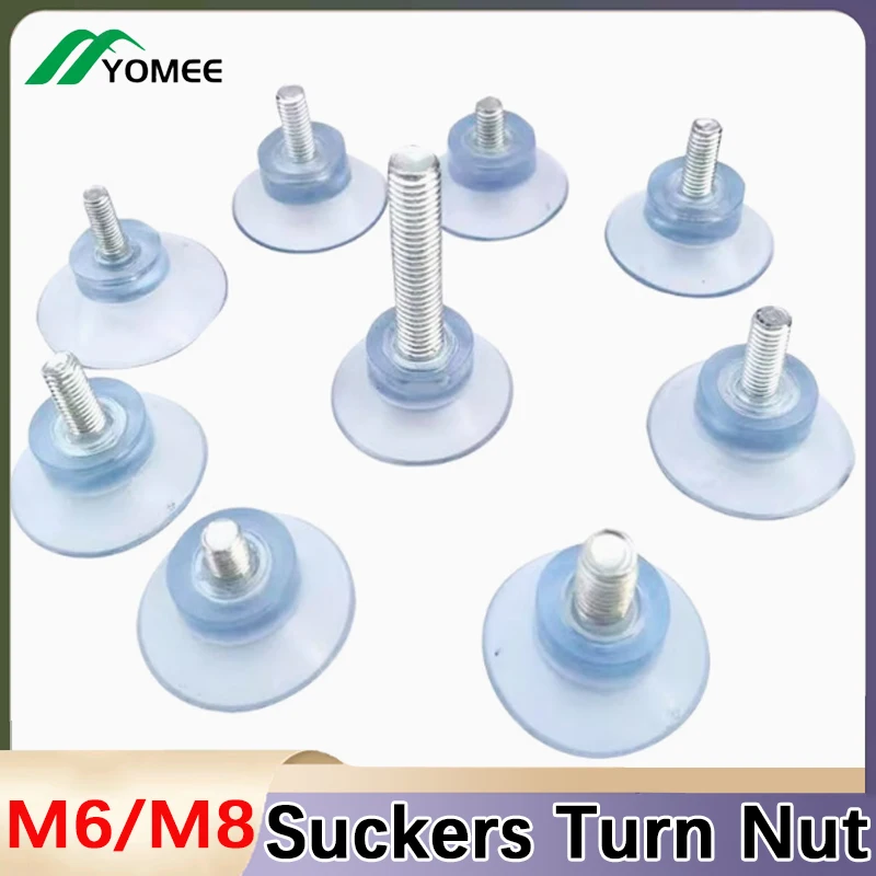 M6/M8 Transparent Suckers Turn Nut Screw Rubber Suction Cup Hooks Kitchen Holder Glass Table Tops Storage Tool
