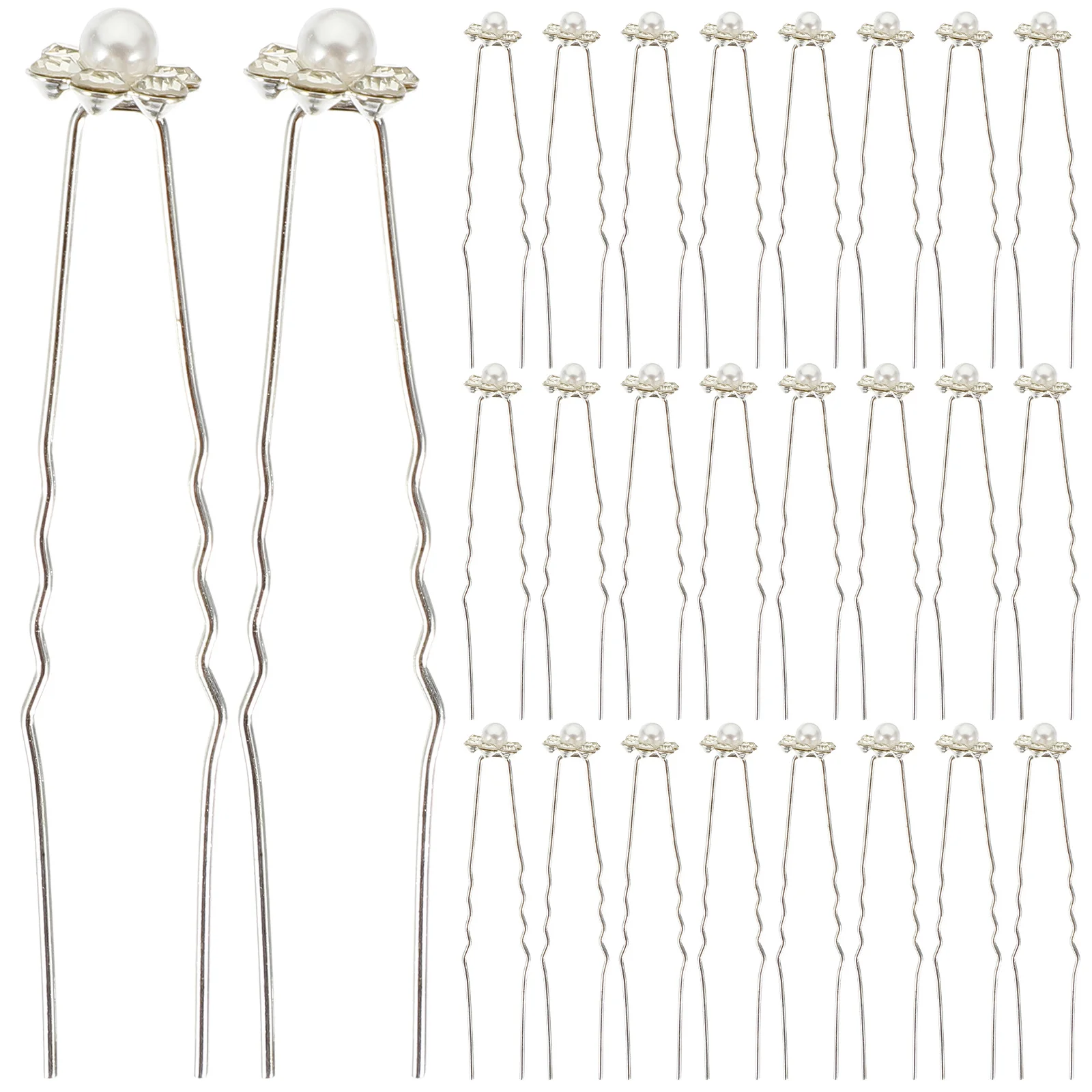 

20Pcs Pearl Flower Hair Accessories Rhinestone Hairpins Elegant Alloy Updo Pins for Women Long Hair Bun Decor Party Wear Daily