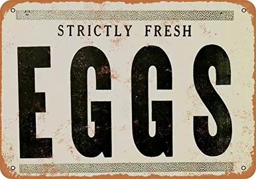 Metal Sign - Strictly Fresh Eggs - Vintage Look Wall Decor for Cafe Bar Pub Home Beer Decoration Crafts