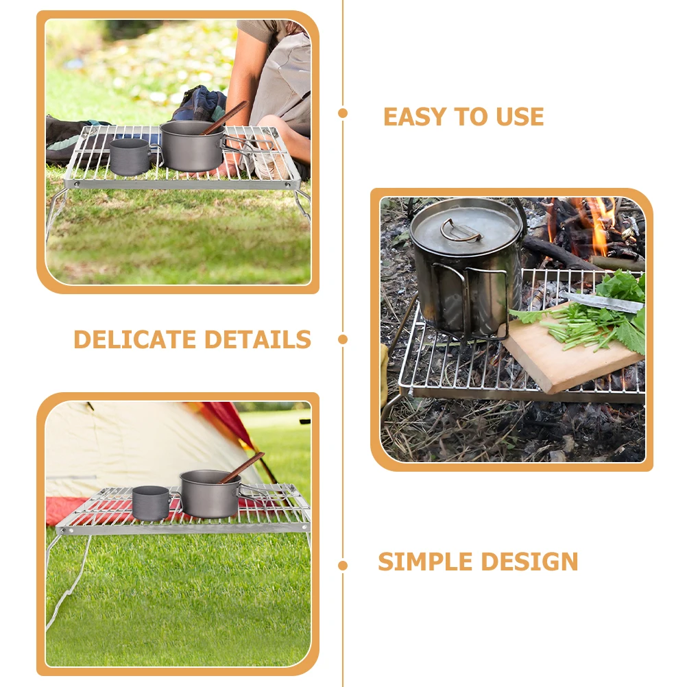 

Portable Folding Furnace Bracket Barbecue Grill Bbq Net Barbeque Griddles Stainless Steel Baking