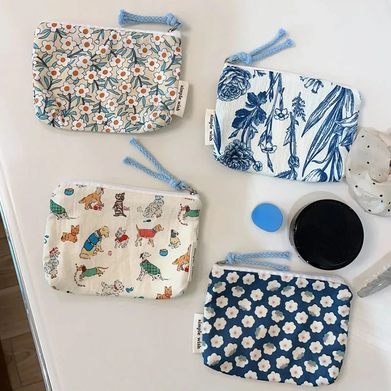 Zipper Coin Purse Lady Vintage Flower Clutch Bag 2024 New Women Beauty Small Fresh Wallet Canvas Good Gift Floral Bag Case