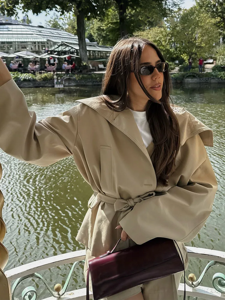 HH بدلات صيفية عصرية للسيدات بياقة مقلوبة وأكمام طويلة وسترات واحدة الصدر + شورت عالي الخصر وسحاب #3