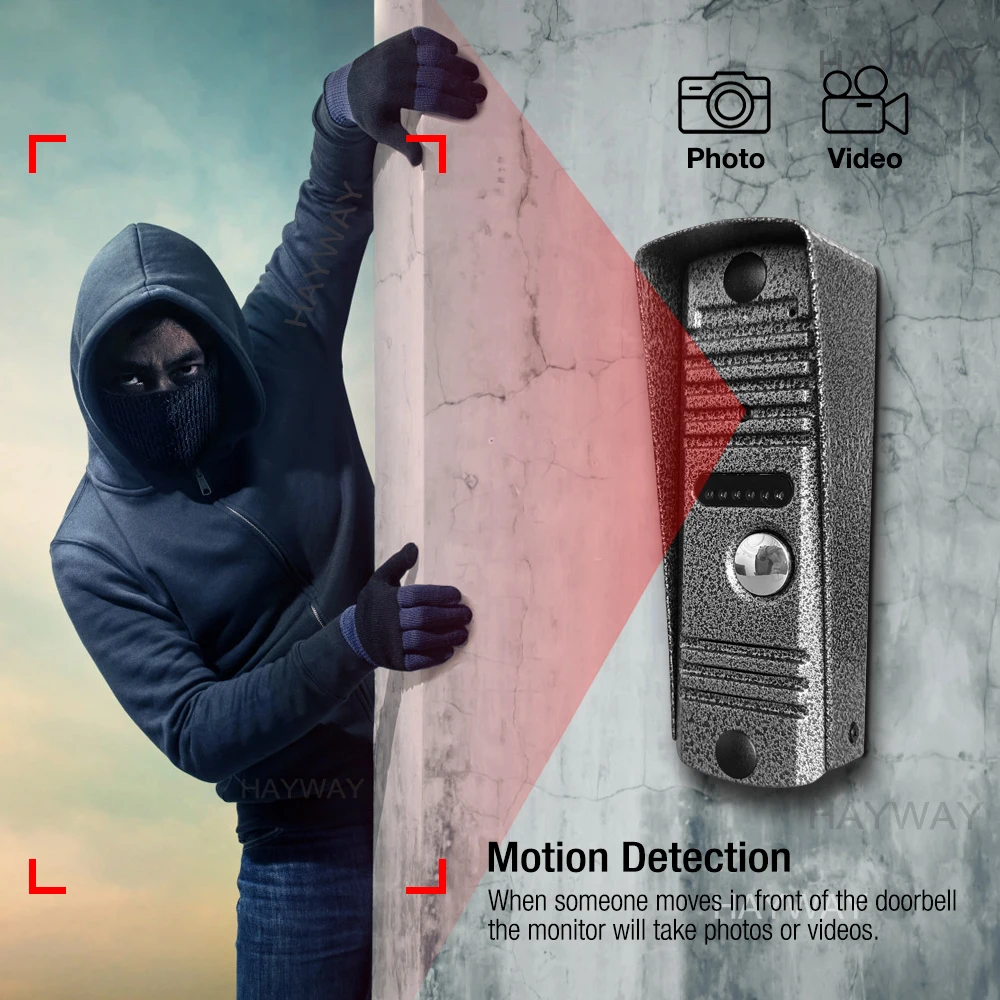 Hayway Tuya Wireless Video intercom Kit 10 "IPS Full Touch Screen 1080P Camera With Mobile Detection Support one-key Unlock