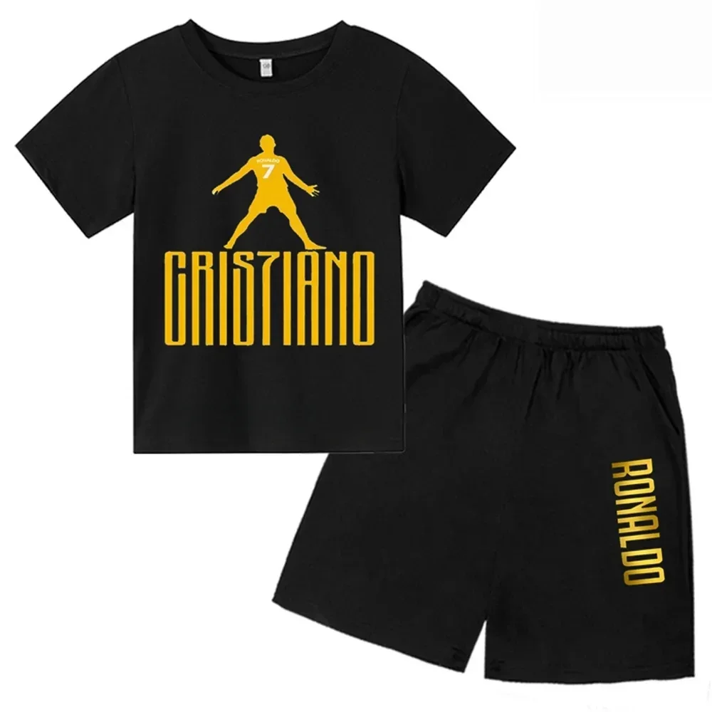 3D kids T-shirt Summer CR7 Star Print Top/Shorts  Boys/Girls Preschool 3-13Y Birthday Gift Sunshine Casual Round Neck Sports Set