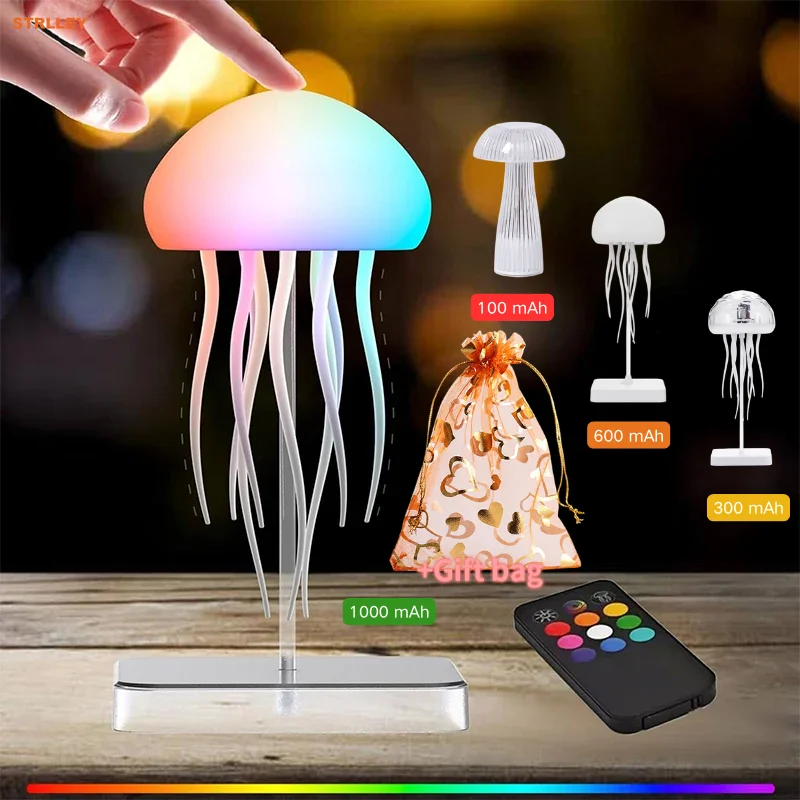 LED Jellyfish Lamp with Remote  Life Colour Gradient Light Effects  with 9 Tentacles 2 Working Control  Modes Ultra Long Battery