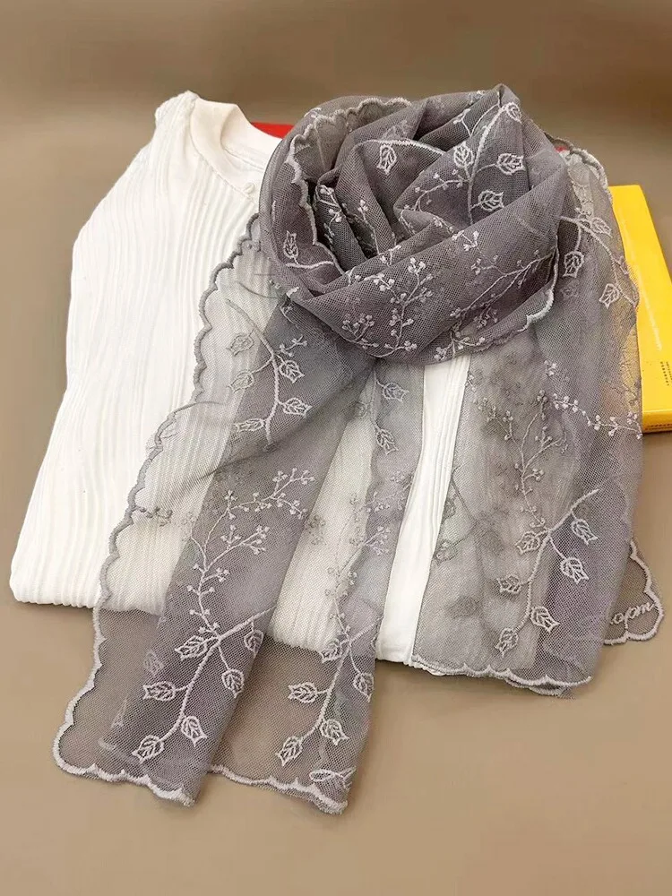 Ele dentelle foulard Super fée T broderie bandeau coréen Sle Ne écharpe femmes printemps été doux écharpe
