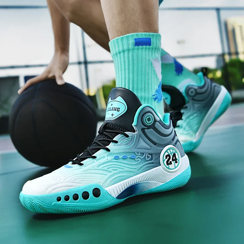 

Autumn new practical training to help basketball shoes male sports section of young students anti-slip wear-resistant glow-in-th