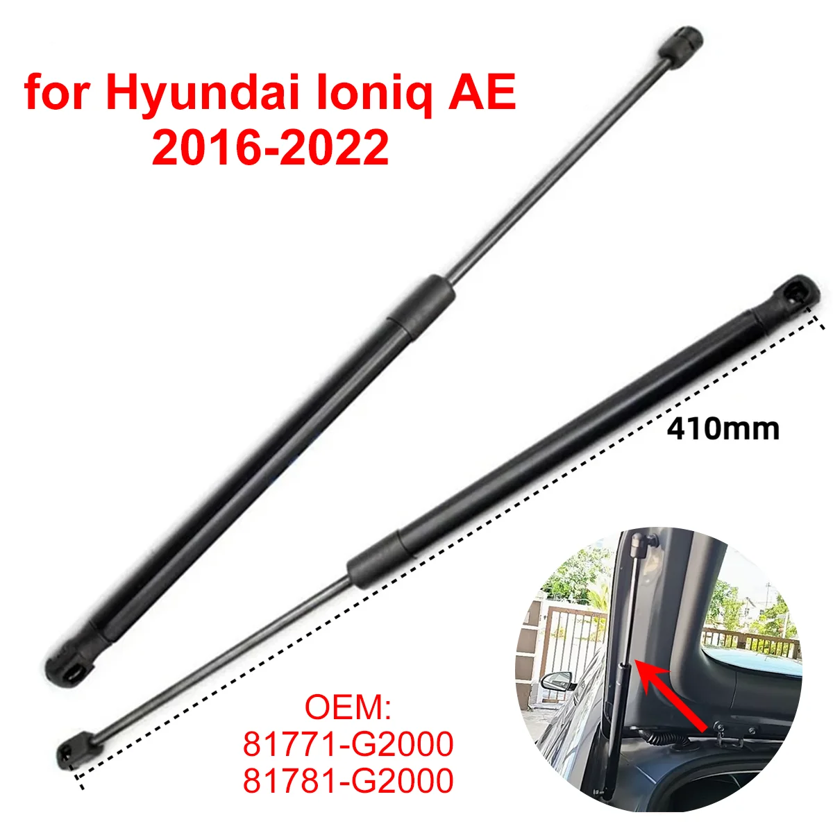 2 Stück 81771-G2000 Auto-Heckklappen-Gasdruckfedern Hubstützstangen für Hyundai Ioniq AE Schrägheck 2016-2022 – Detail 1