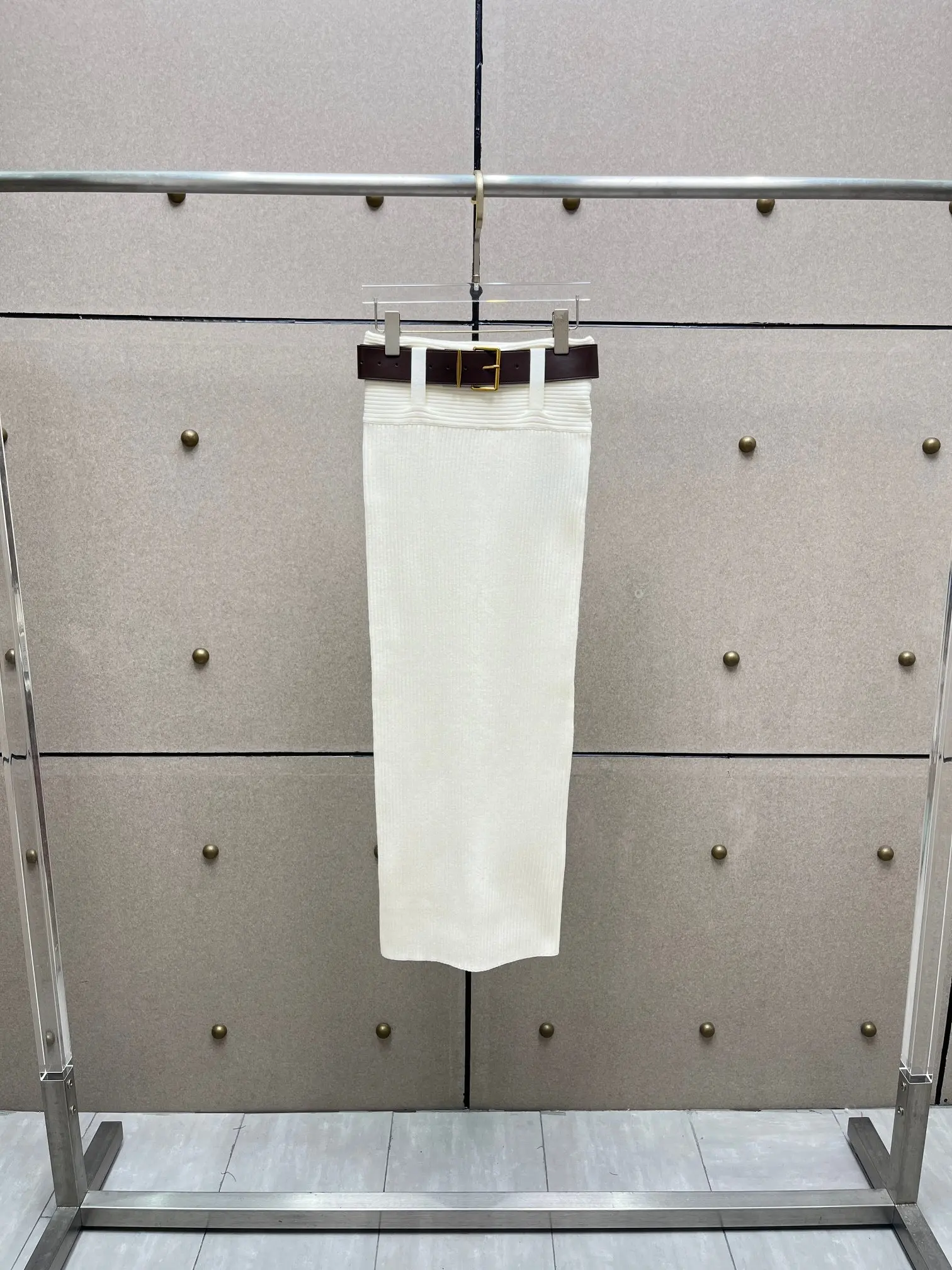 Прямая вязаная юбка с поясом, эластичная утягивающая женская юбка с высокой талией, 2026, весенний новый стиль