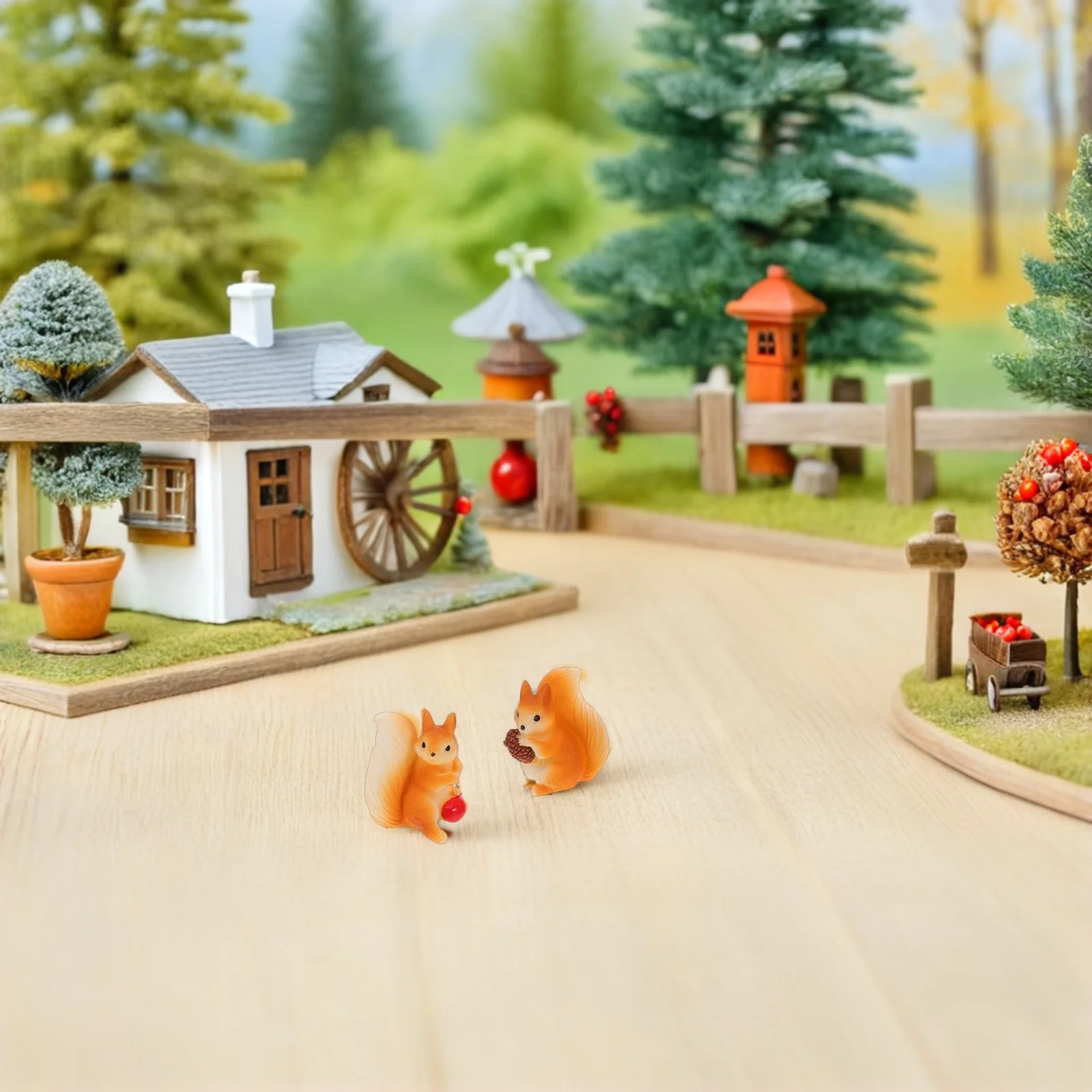 

7Pcs Squirrels Miniatures Creative Garden Decoration DIY Moss Landscape Miniature Animal Figures Resin Forest Decor Outdoor
