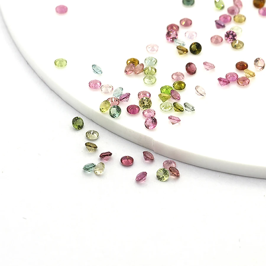 Mix Color Natural Gemstone Tourmaline Natural Round Cut Diamond