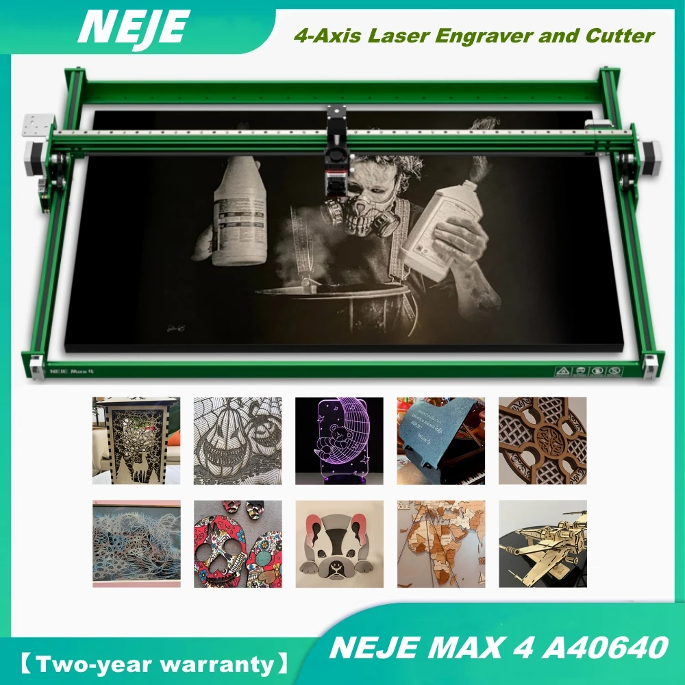 NEJE Max 4 A40640 80W CNC Laser Engraver 4-Axis Laser Cutter Bluetooth Printer DIY Metal Engraving Wood Cutting Tool Lightburn