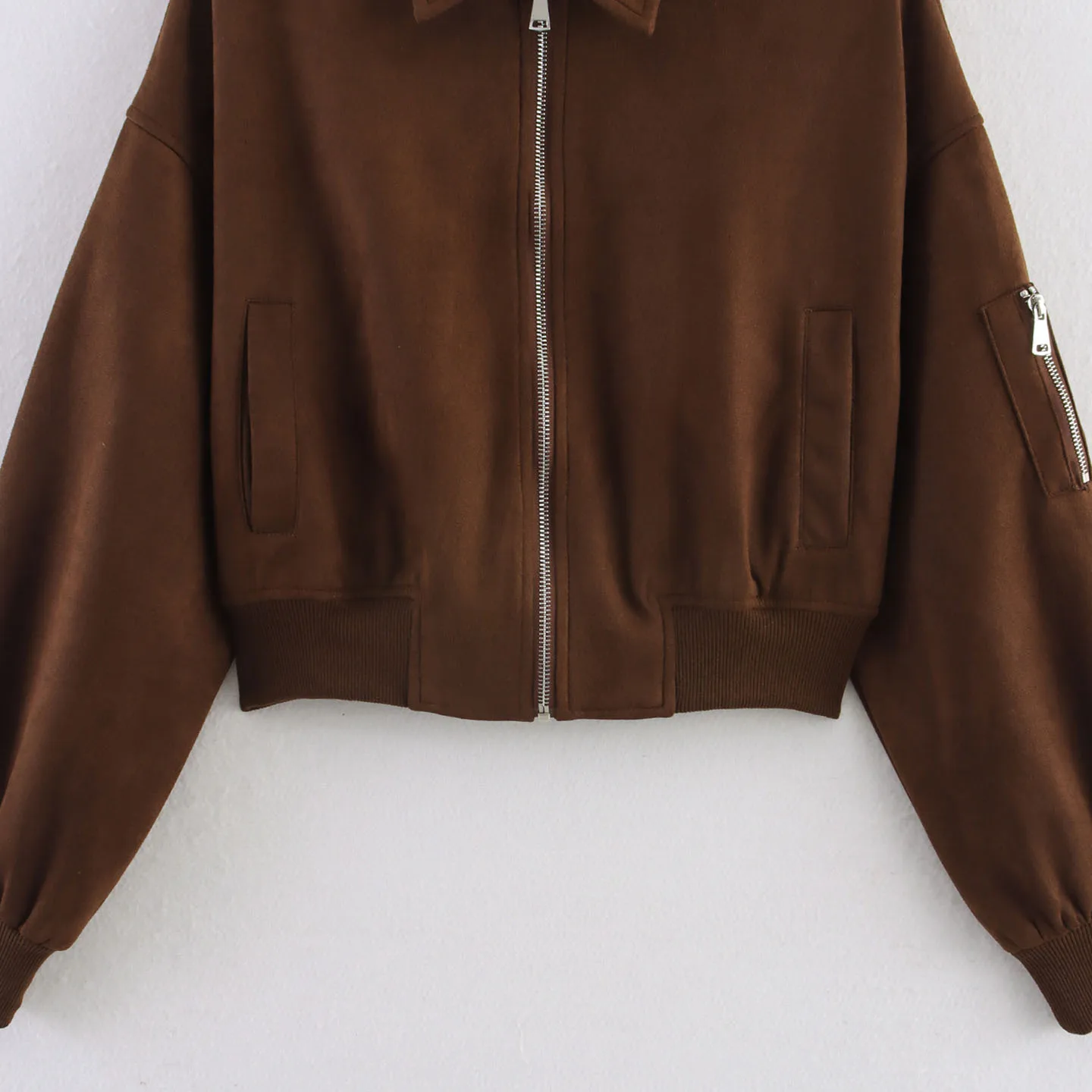 

Women's Faion Suede Texture Flight Jaet Coat Two Colors Autumn New Arrival ort Outerwear Stand Fit Z Brand