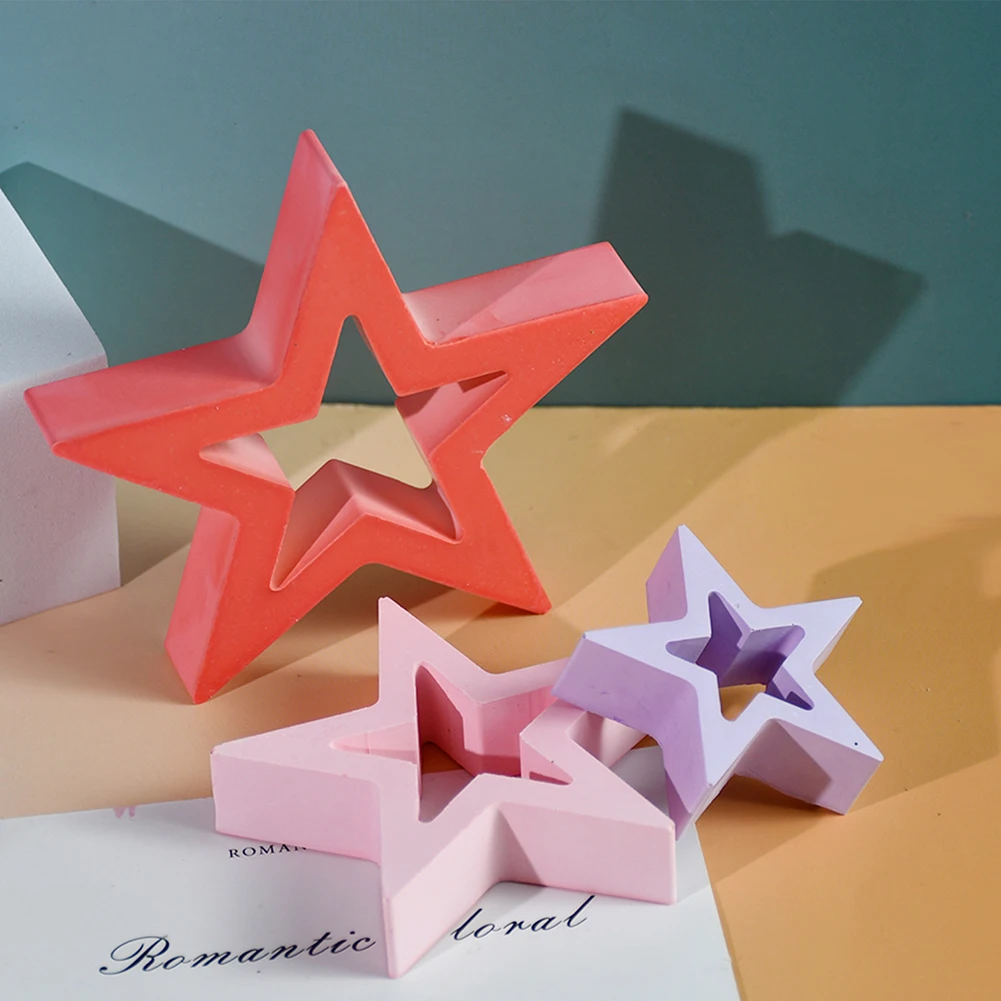 Silicone Christmas Stars Mould Reusable Five-Pointed Star Candle Mould 3D Star Candlestick Mould for Christmas Tree Decor