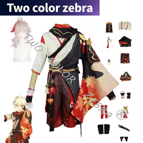 Kaedehara Kazuha Cosplay Costume Game Genshin Impact Cosplay Halloween Carnival Party Samurai Costume Wig Red Glasses