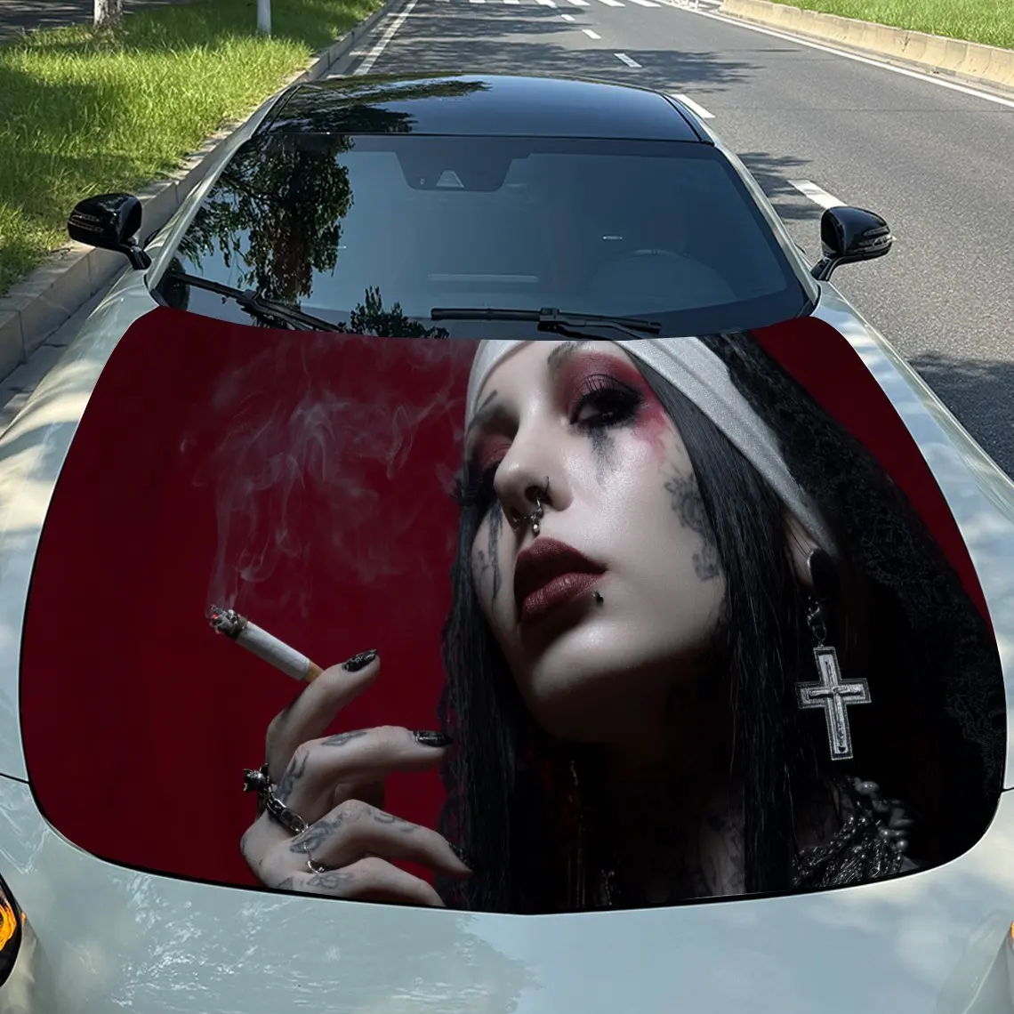 

Динамические обертывания на капот автомобиля из ПВХ для темного курения, самоклеящаяся водонепроницаемая наклейка на капот автомобиля, защитная наклейка для украшения автомобиля