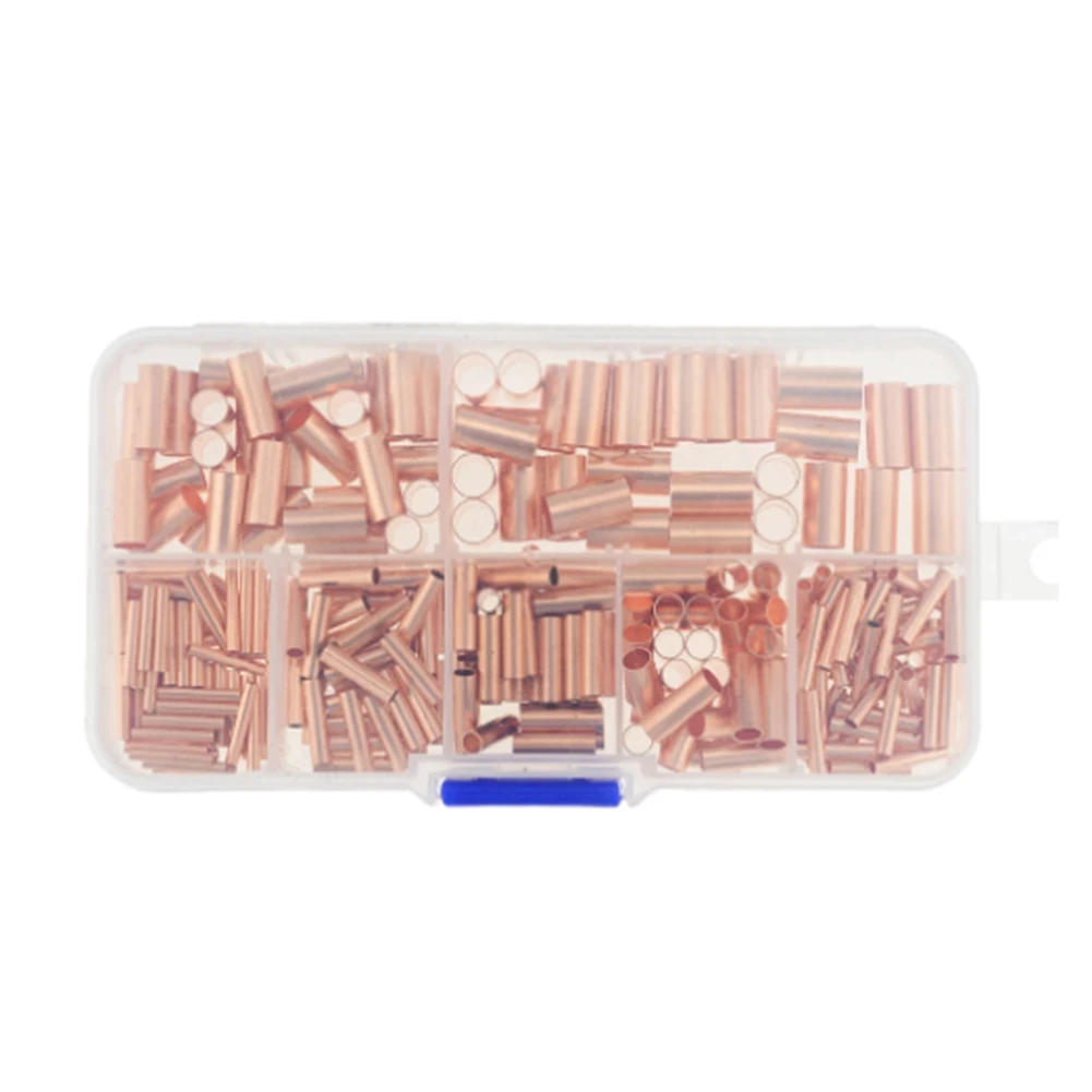 250Pcs GT Copper Connecting Pipe Wire Joint Small Copper Tube Terminal Cable Lug Bootlace Ferrule Kit