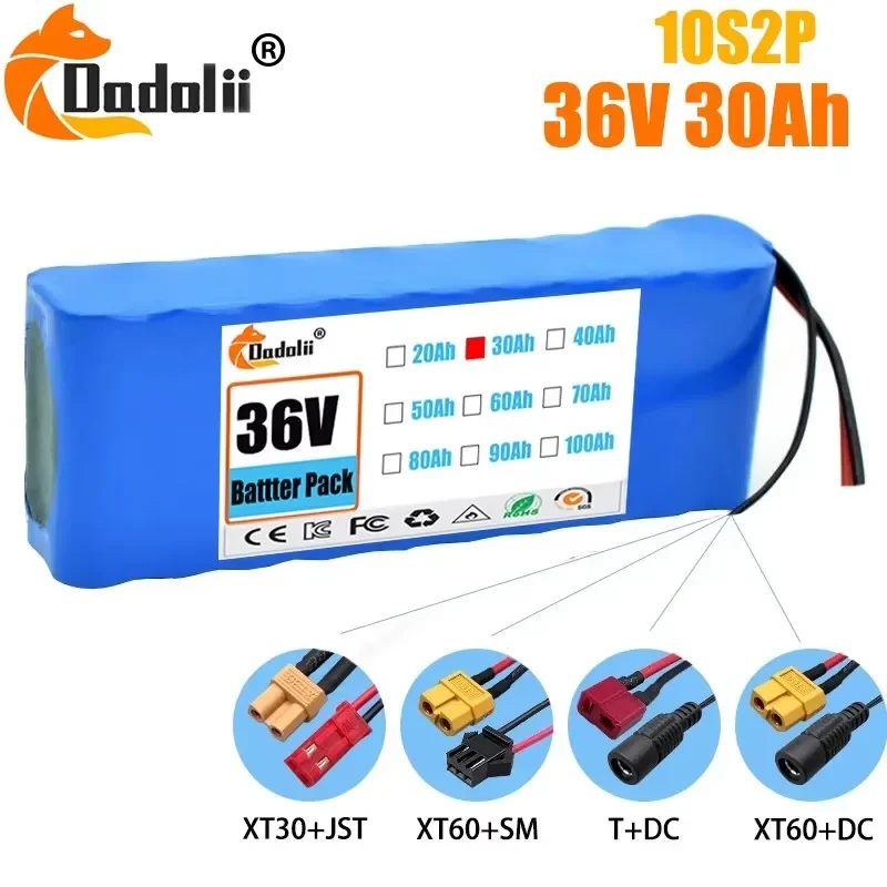 

10S2P 36V 30000mAh 18650 Lithium ion Battery 1000W High Power Suitable for Large Capacity 36V Motorcycles