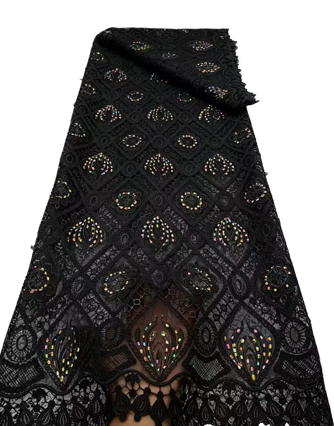 New African Water Soluble Lace Fabric Hollow Out Colours Gem Guipure Cord Lacel 2026 High Quality for Women Wedding Dress Sewing