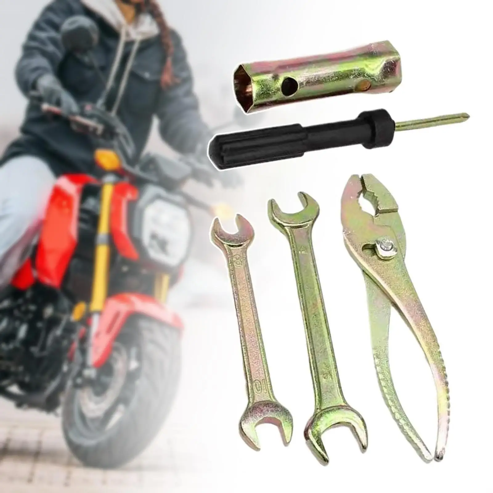 

5x Motorcycle Tools Kit Spanners Practical Screwdriver Spark Plug Removal Tool for 600 Rr Cbf 125 650fa CBR929rr