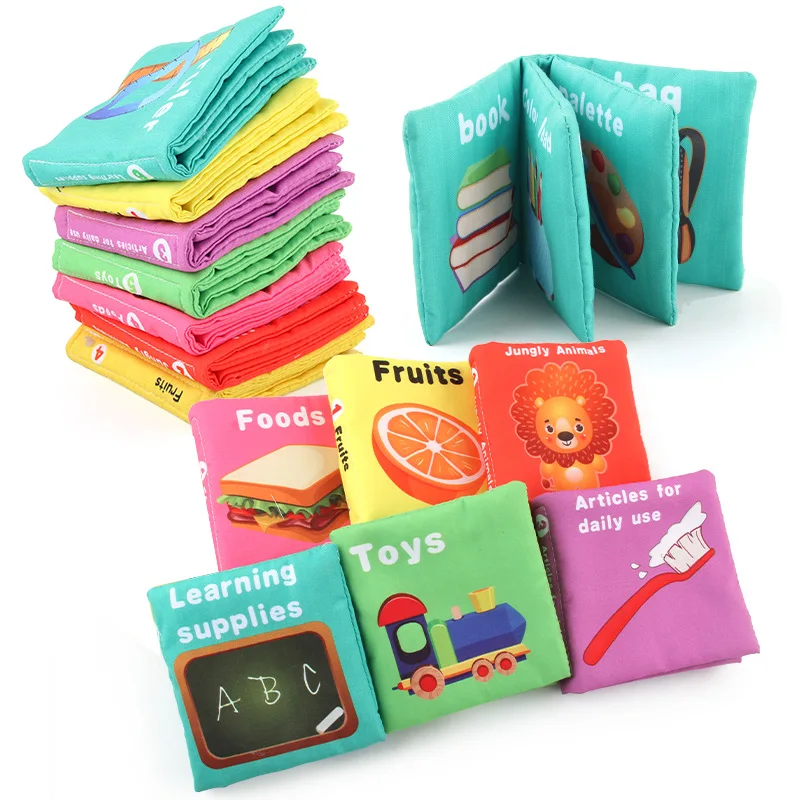 Libri di stoffa tridimensionali per palme inglesi per bambini, libri morbidi per neonati, libri cognitivi e giocattoli per l'educazione precoce