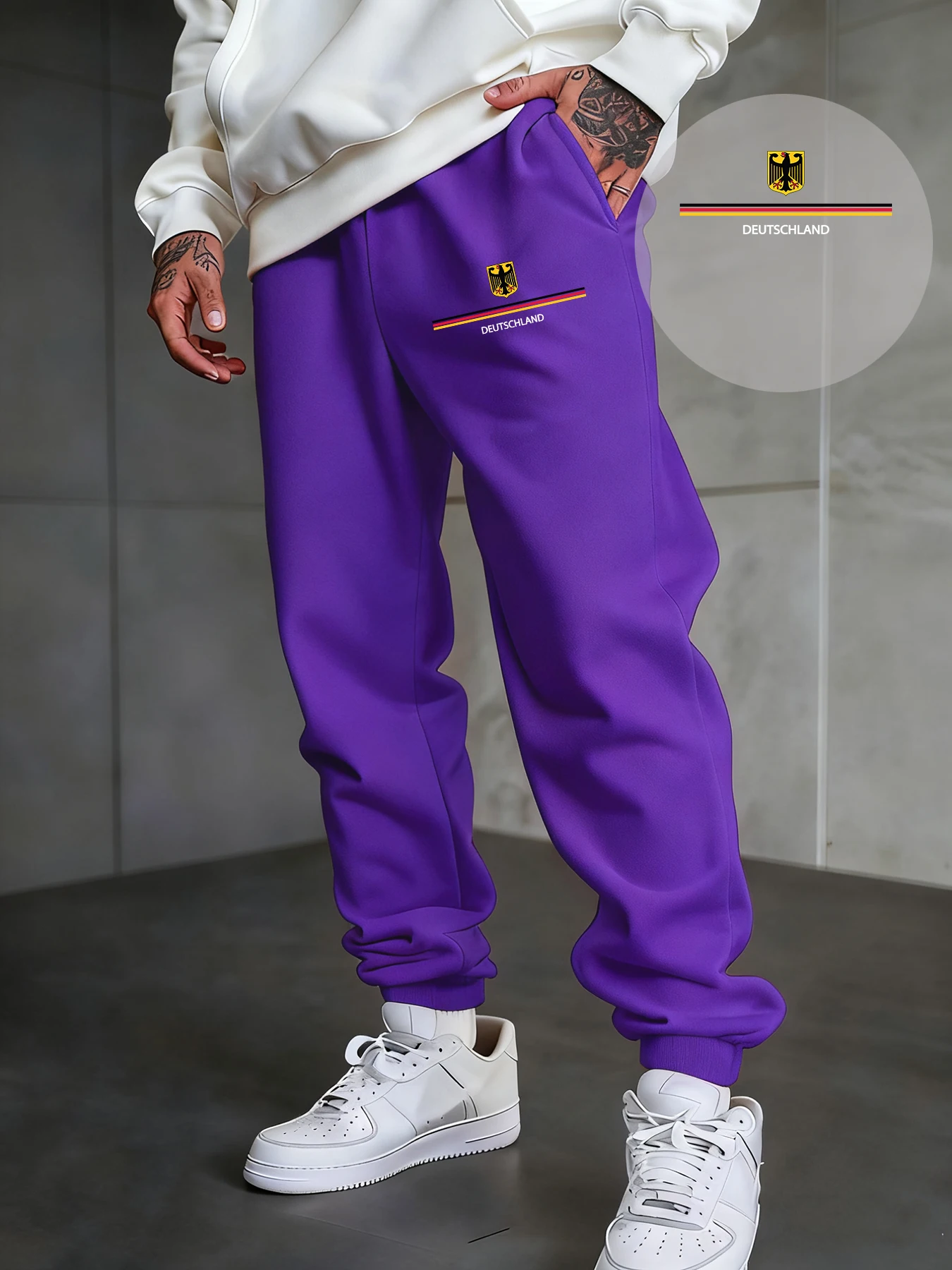 

Deutschland Letter Creative Print Men Trousers Sport Fashion Jogging Pant Drawstring Fleece Sweatpants Autumn Gothic Clothing