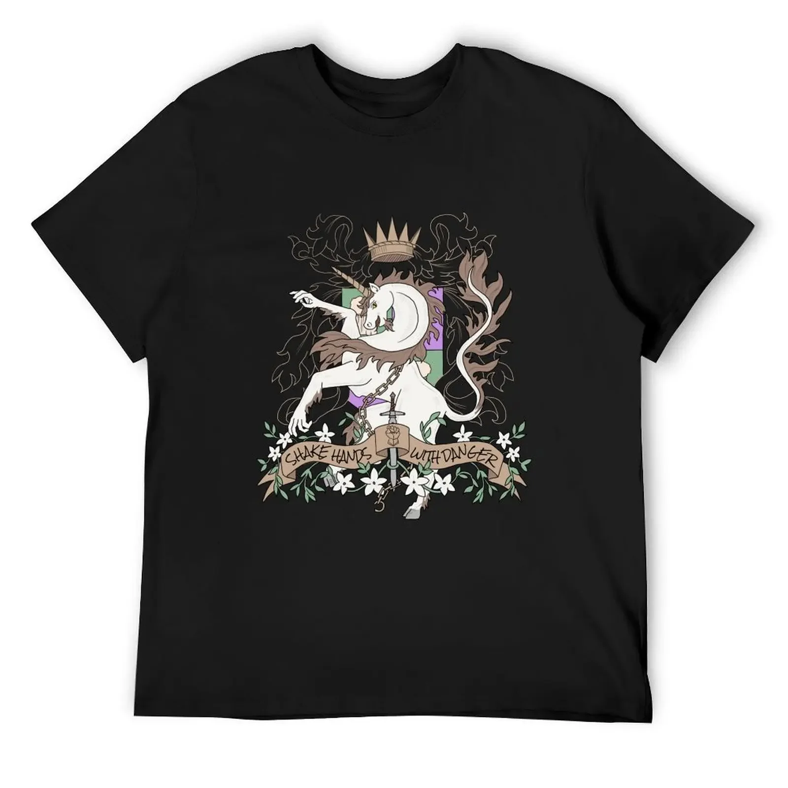 

Shake Hands with Danger T-Shirt oversized blue lock summer top man clothes designer t shirt men