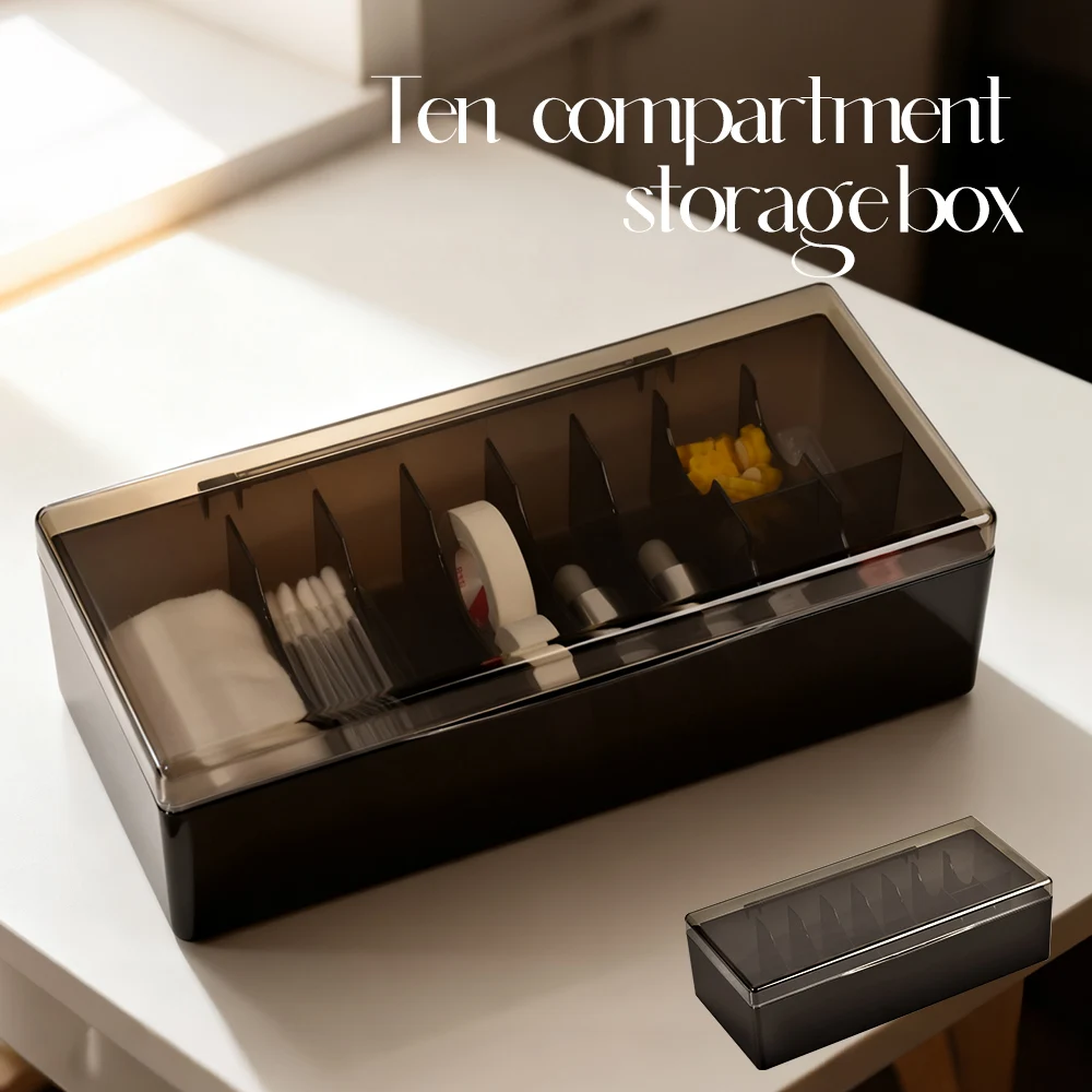 Caja de almacenamiento de 10 rejillas, contenedores organizadores artesanales, herramientas de almacenamiento de accesorios para uñas, organizador multirejilla para profesionales de belleza