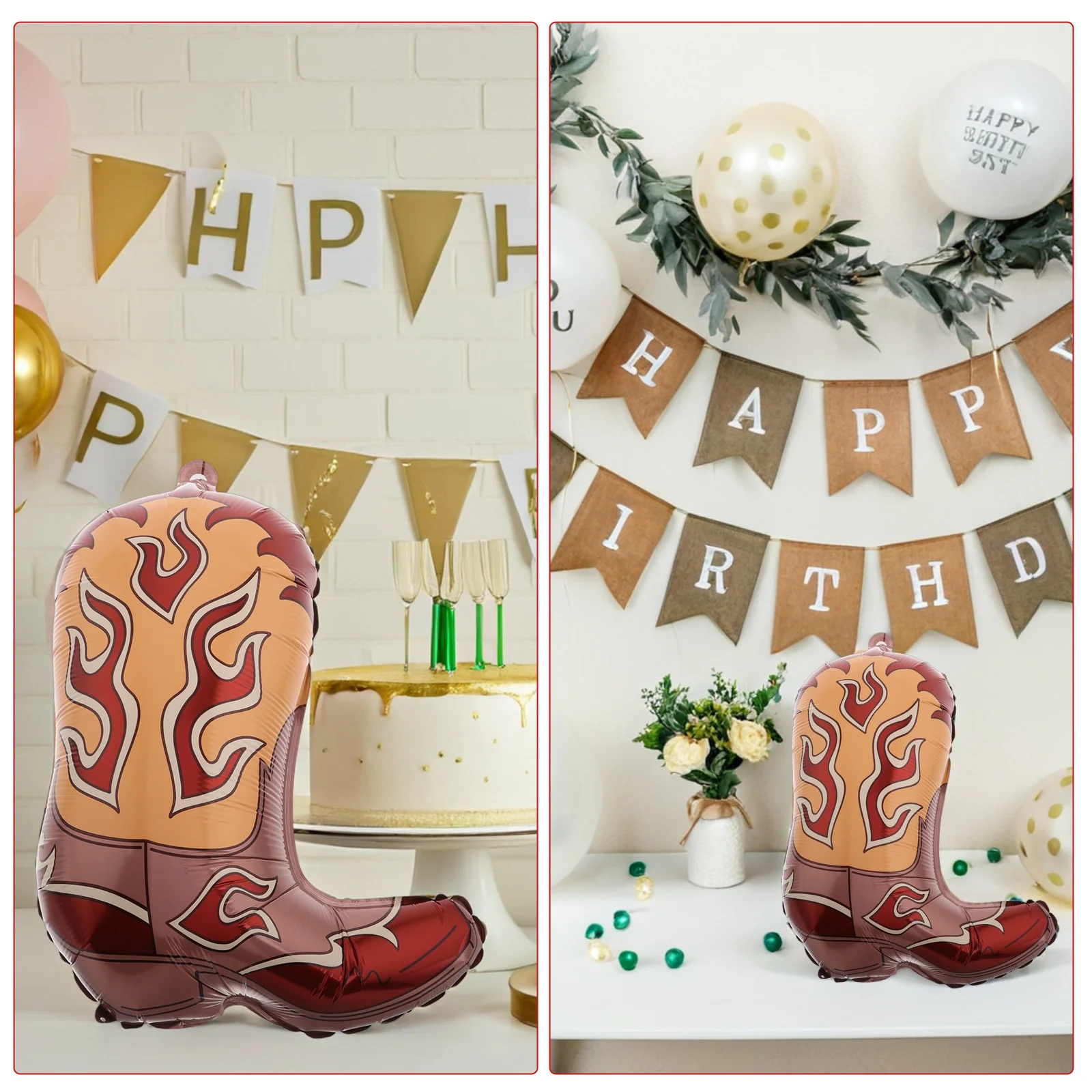 

6Pcs Inflatable Boot Balloons Western Style Party Decorations Cowboy Birthday Favors Boot Decoration Photo Props