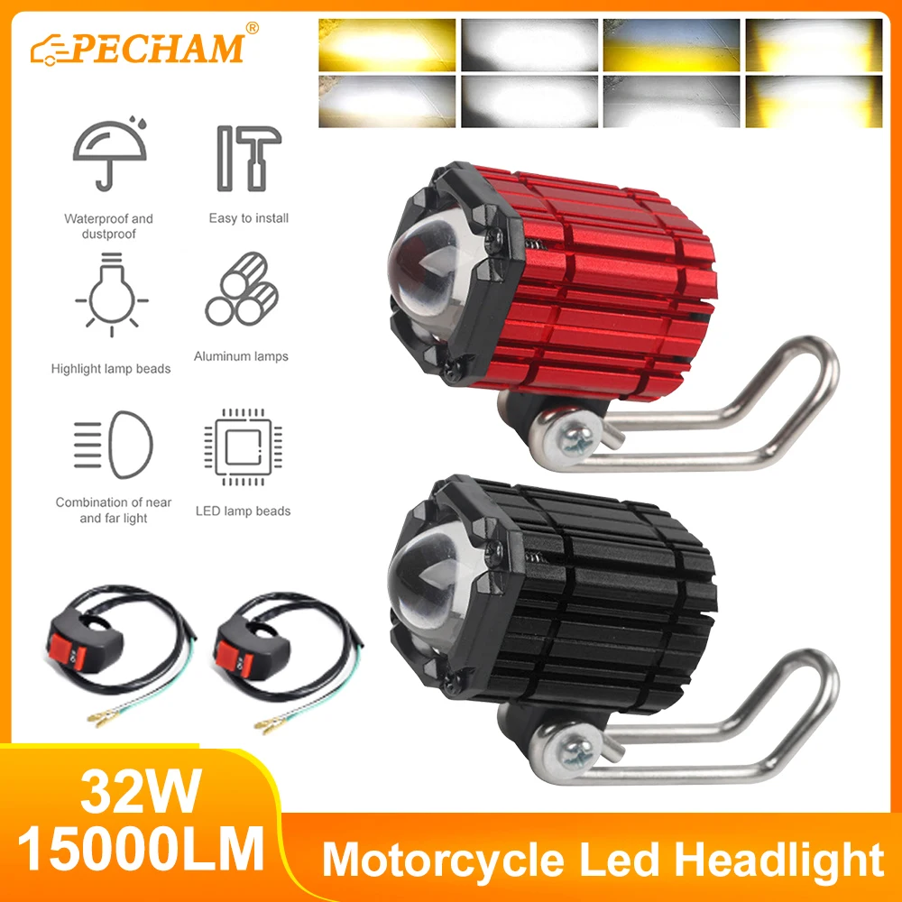 

32W Motorcycle Led Headlight Universal Auxiliary Spotlights Waterproof 15000LM Flashing Fog Light Motorcycle Accessories