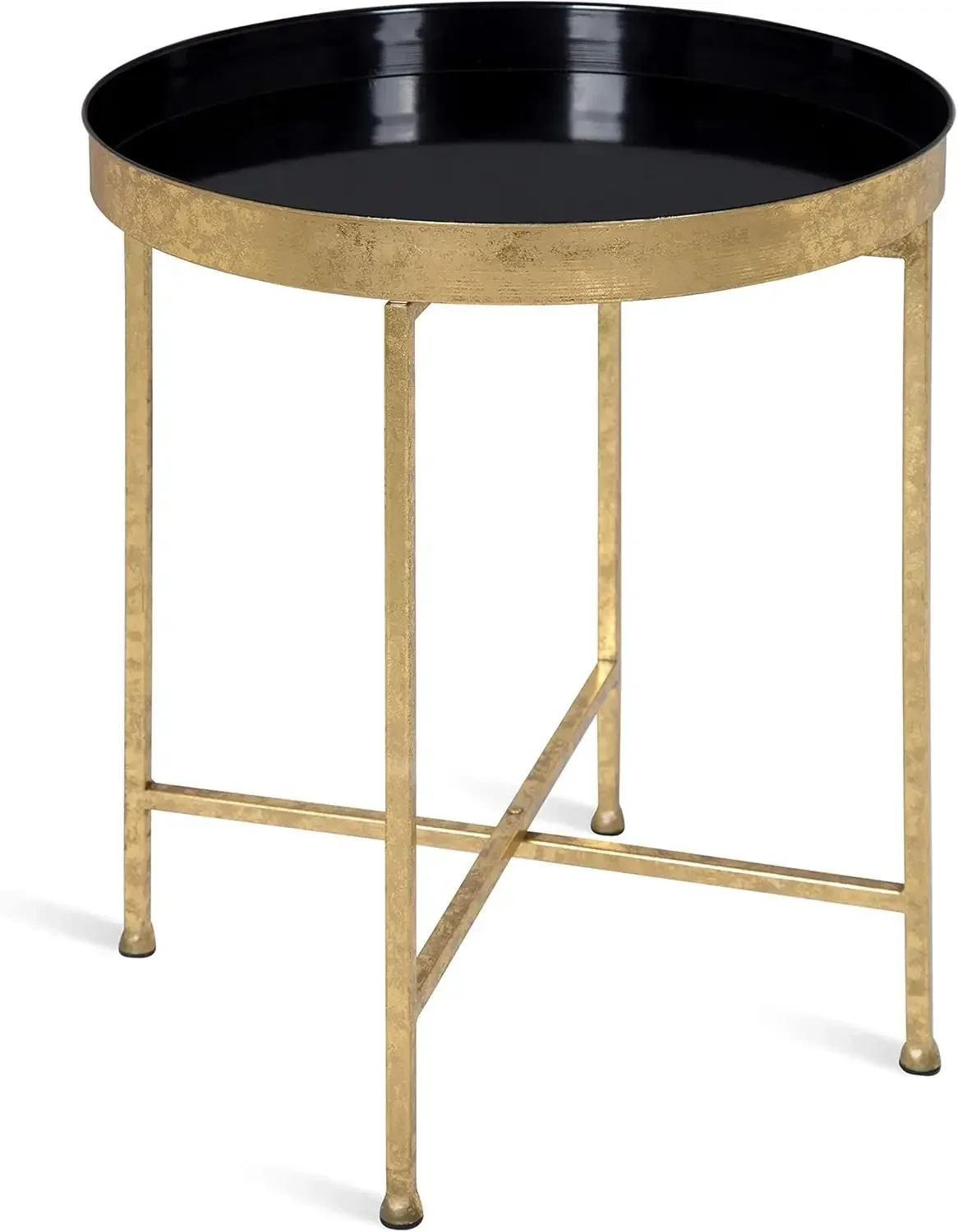 Celia Metal Foldable Round Accent Table, 18.25