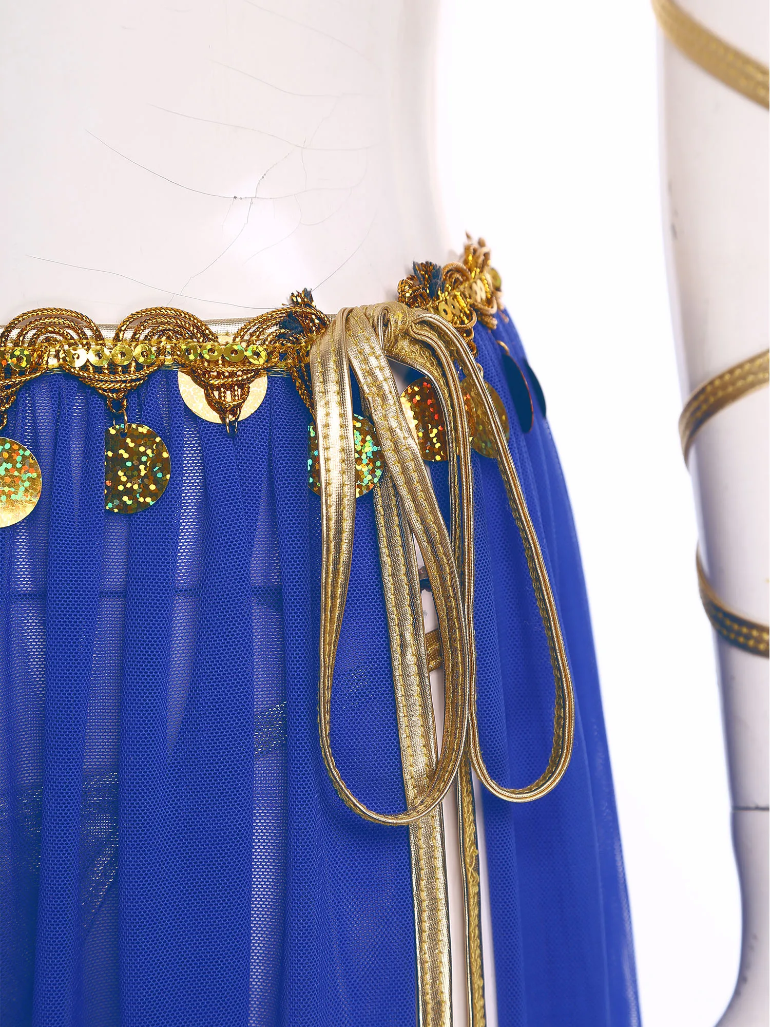 Women Ethnic Belly Dance Performance Costume Halter Crop Top with Side Slit Chiffon Skirt Oriental Indian Arabian Prince Outfits