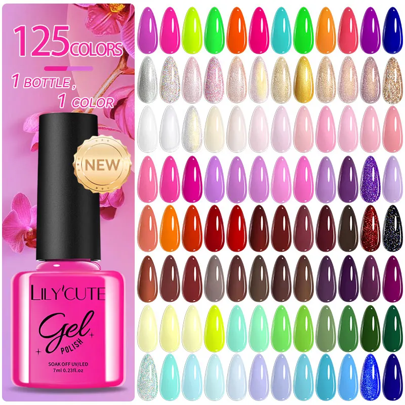 

LILYCUTE 7ml 125 Colors Gel Nail Polish Full Coverage Gorgeous Color For Nail Manicure Semi Permanent Soak off Gel Nail Varnish