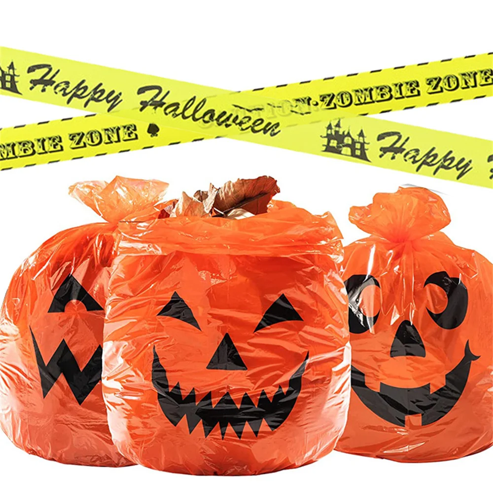 1/2pcs Halloween Pumpkin Plastic Garbage Leaf Bag Home Outdoor Garden Yard Decoration Lawn Bag Halloween Party Props