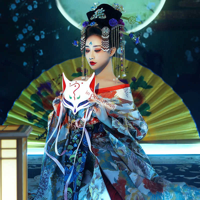 Photography Studio Women Costume Tang Dynasty Yang Gui Fei Dress Japanese Movie Sexy Geisha Kimono Traditional Beautiful Outfit