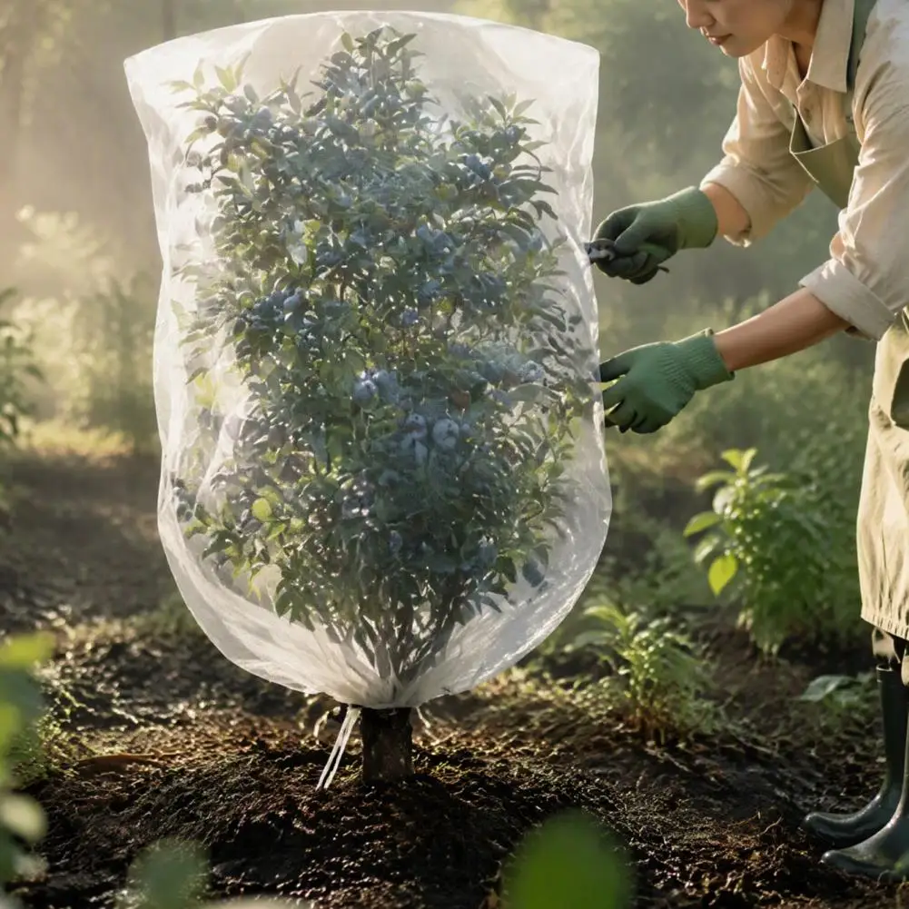 Outdoor Vegetable Garden Cover Heavy Duty Garden Netting Bag with Drawstring Fine Mesh Barrier for Blueberry for Vegetables